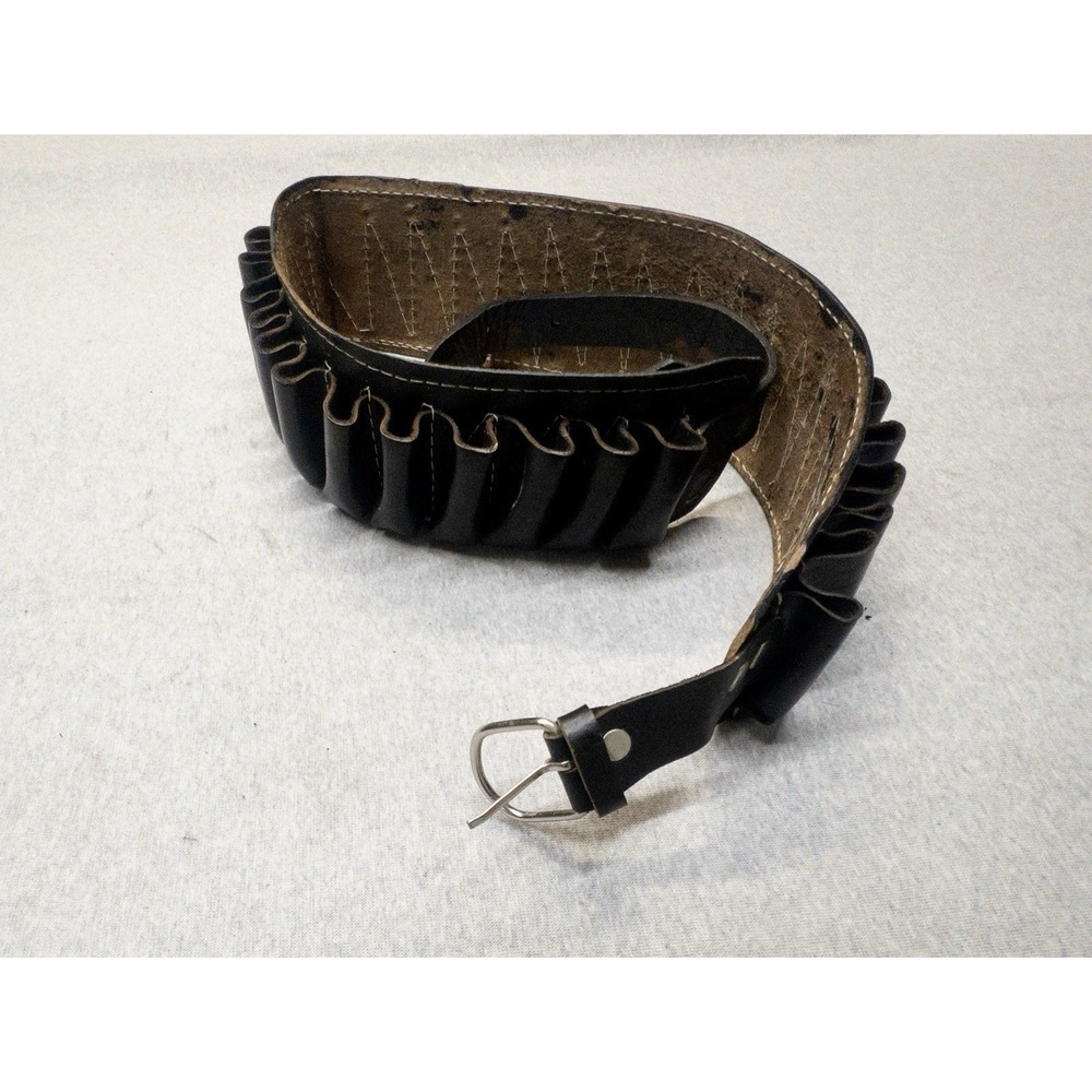 Leather Bandolier Belt Shotgun Shell 30 Cartridge Carrier Outdoors Hunting Sz 40
